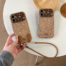 ins秋冬小碎花适用iPhone16promax手机壳苹果15pro手提绳14防摔13