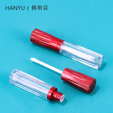 6.5g方形唇釉管 羽西红盖 透明瓶身唇彩瓶 条纹彩妆包材