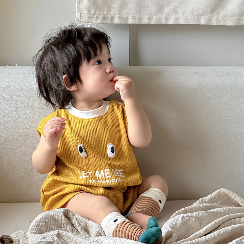 2024 verano 0-2 años bebé casual cuello redondo letras mameluco sin mangas mameluco estilo fino ropa de salida para bebés