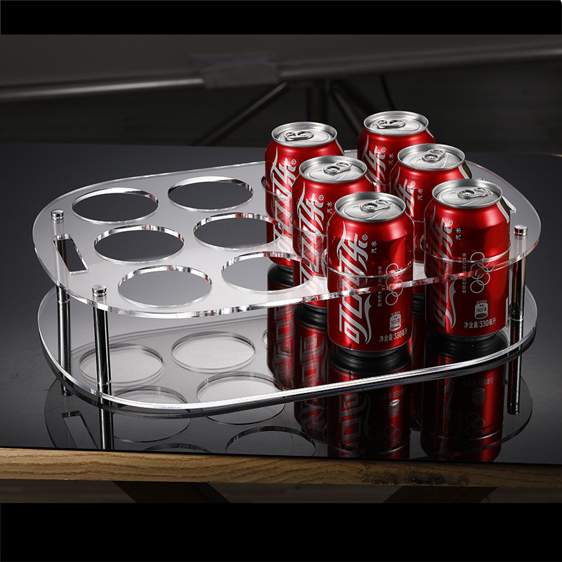 酒店免费饮料展示架 亚克力矿泉水台座托架 宾馆房间多格酒水支架