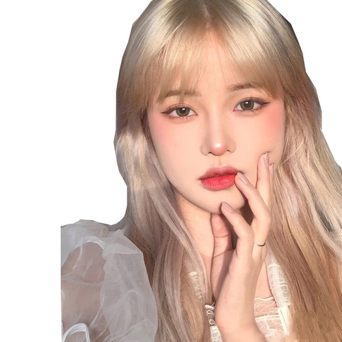 Kony wig set anime girl group anchor same long straight hair wig full bangs long hair full head golden wig