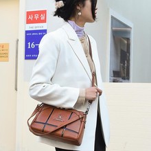 2024新款女包格子拼接手提包单肩斜跨包时尚休闲凯莉女包质感