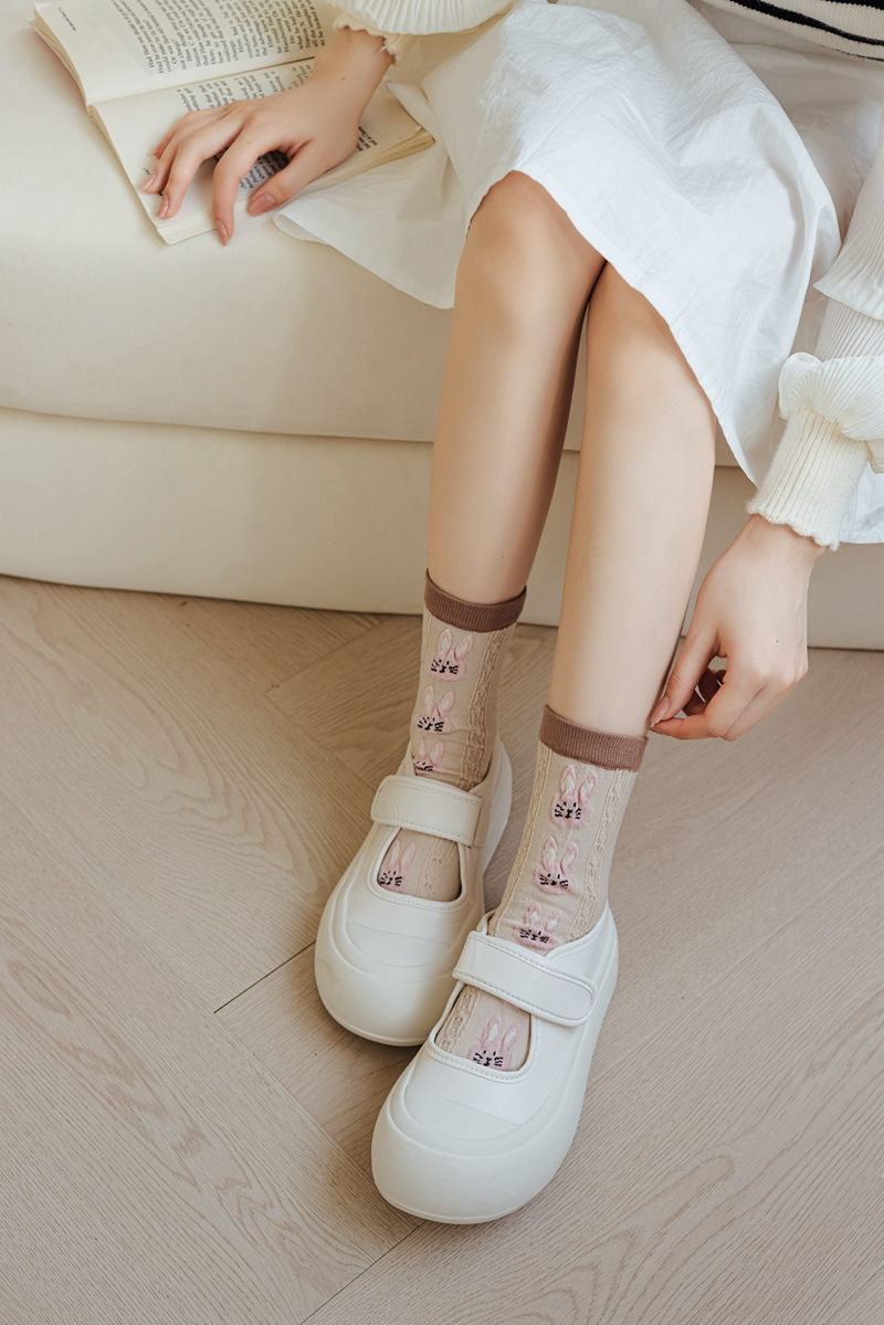 Frauen Herbst Und Winter Reine Baumwolle Fünf Finger Socken Gedruckt Split Toe Socken Vintage Bequeme Socken – Detail 8