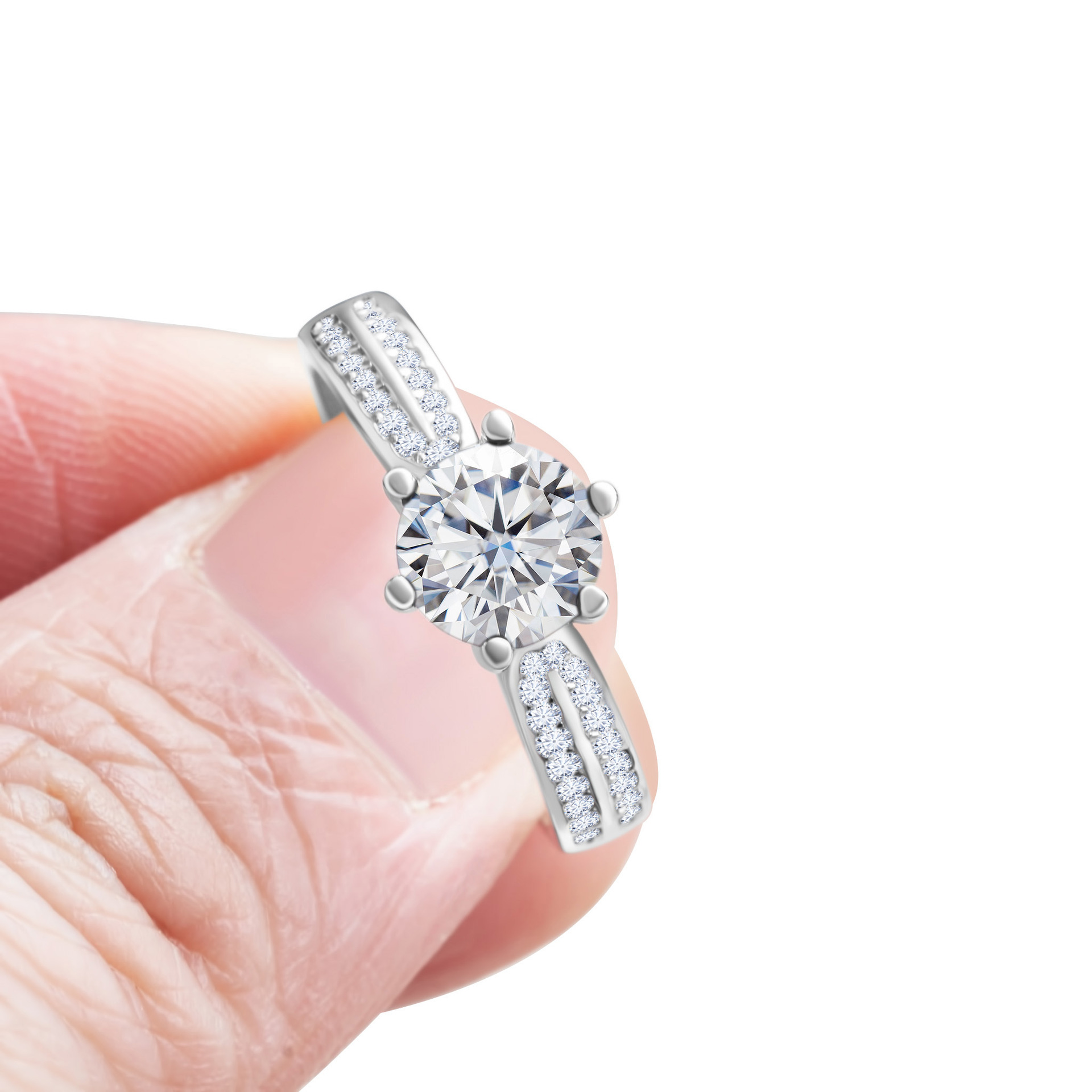 Anillo de piedra de moissan azul de matrimonio de plata esterlina de seis garras de diamante de moissan joyería de mujer joyería de la reina de las estrellas