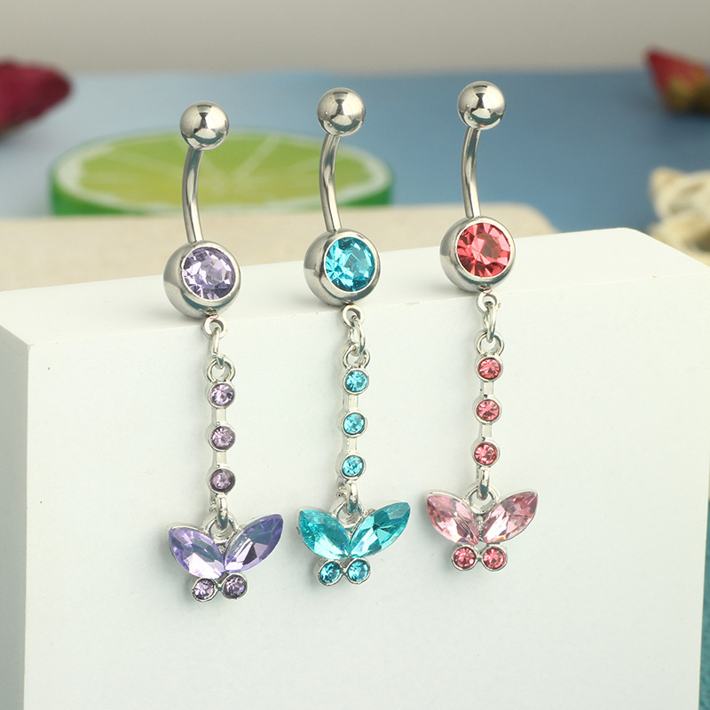 Holiday, Daily Occasion 304 Stainless Steel Material 1 Piece Belly Rings Simple Style Solid Color 304 Stainless Steel Inlay Zircon