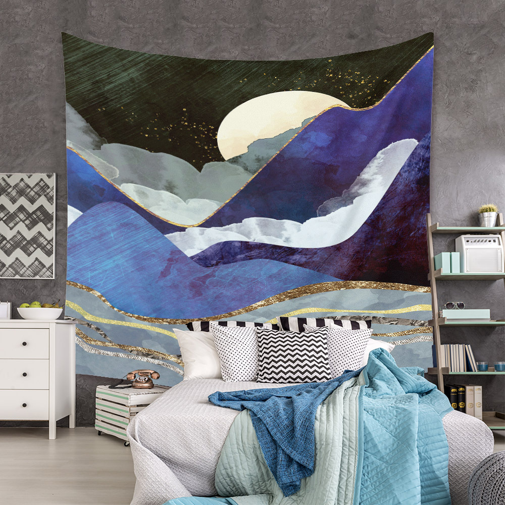 Bohemian Moon Mountain Painting Wall Cloth Decoration Tapestry Wholesale Nihaojewelry display picture 216