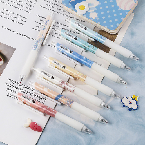 University Image Famous School Joint Brand Neutral Pen Brush Writing Pen Smooth Quick Dry Press Water Pen ST Core Black Pen Student Essential