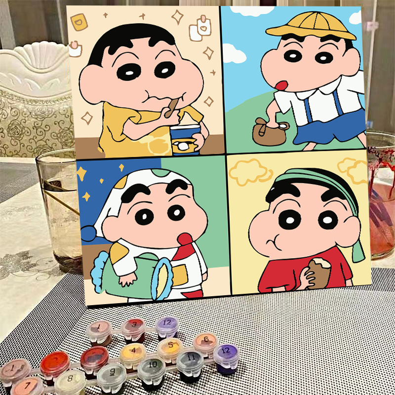 デジタル油絵diyの塗り絵の子供は漫画のアニメを埋めて色を塗ります。|undefined