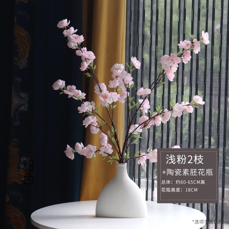 Flor de durazno polvo claro 2 jarrón de embrión de cerámica simple
