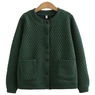 Grandma's Autumn Clothing for Middle-Aged and Elderly Fat Mothers, Spring & Fall Outwears, Plus Size Women's Slimming Look Quilted Jackets 100kg