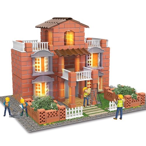 Bricklayer building house wall toy gift children architect handmade diy brick hut mini cement