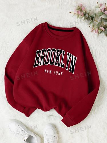 Quiet Letter Graphic Thermal Lined Sweatshirt Western and Eastern polyester