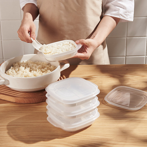 Kitchen rice lunch box, microwave heated lunch box, refrigerator freezer crisper, rice portioning box, quantitative box