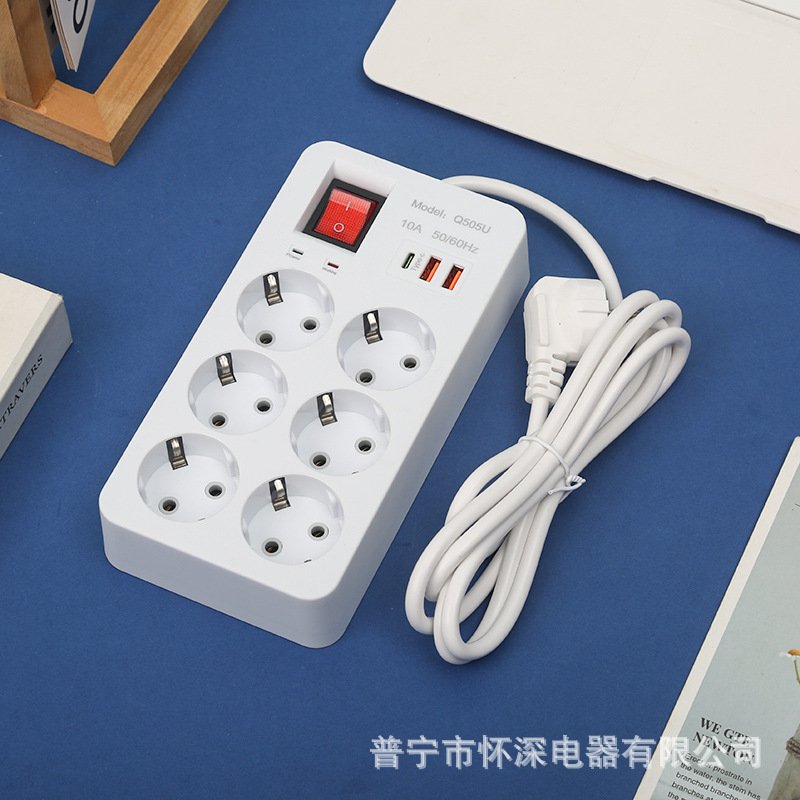 2USB + 1Type-c interruptor de cabeza de doble indicador enchufe de orificio europeo estándar europeo ruso neutral