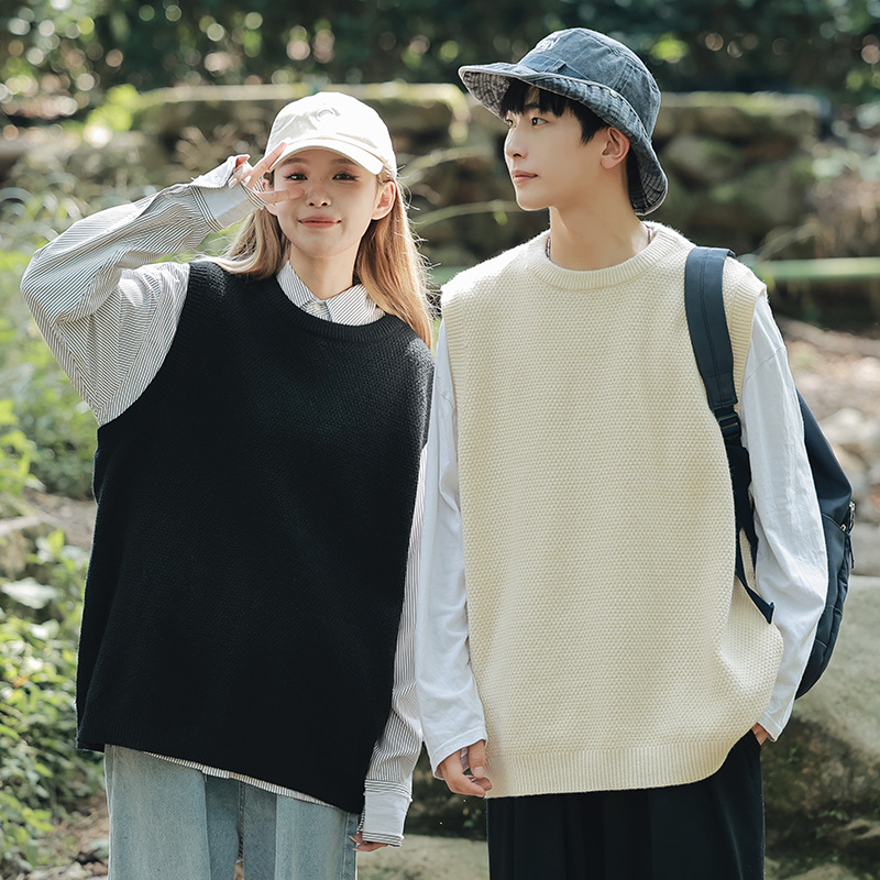 新款户外山系风无袖背心毛衣男士安西卡秋季情侣针织衫男女M1024