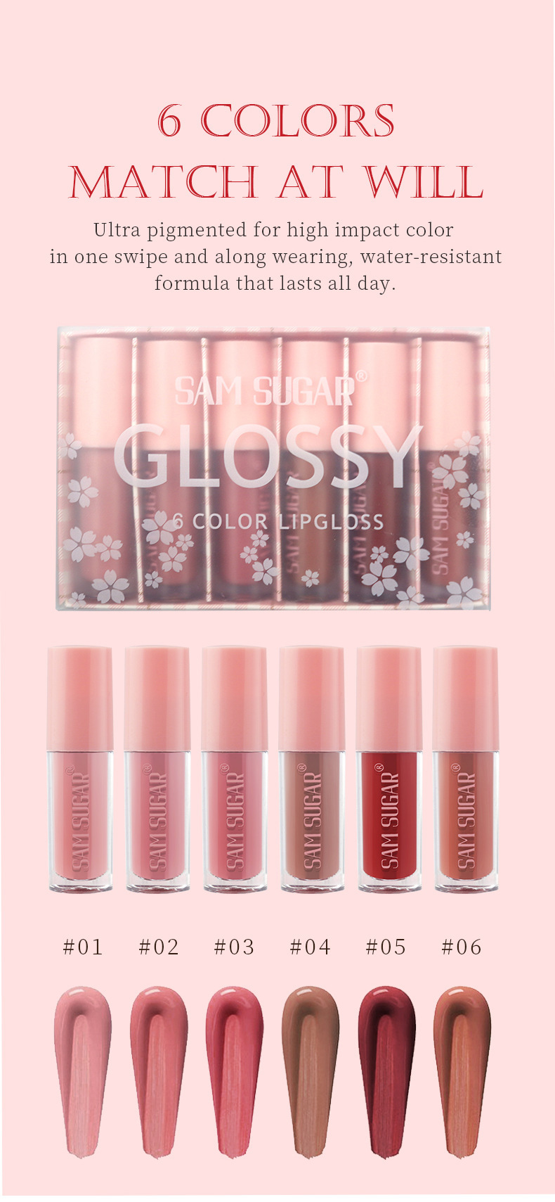 SAM SUGAR Matte non-stick Cup 6-color Lip Gloss set Matte Velvet easy-to-Apply Lip Gloss Glaze liquid undefined