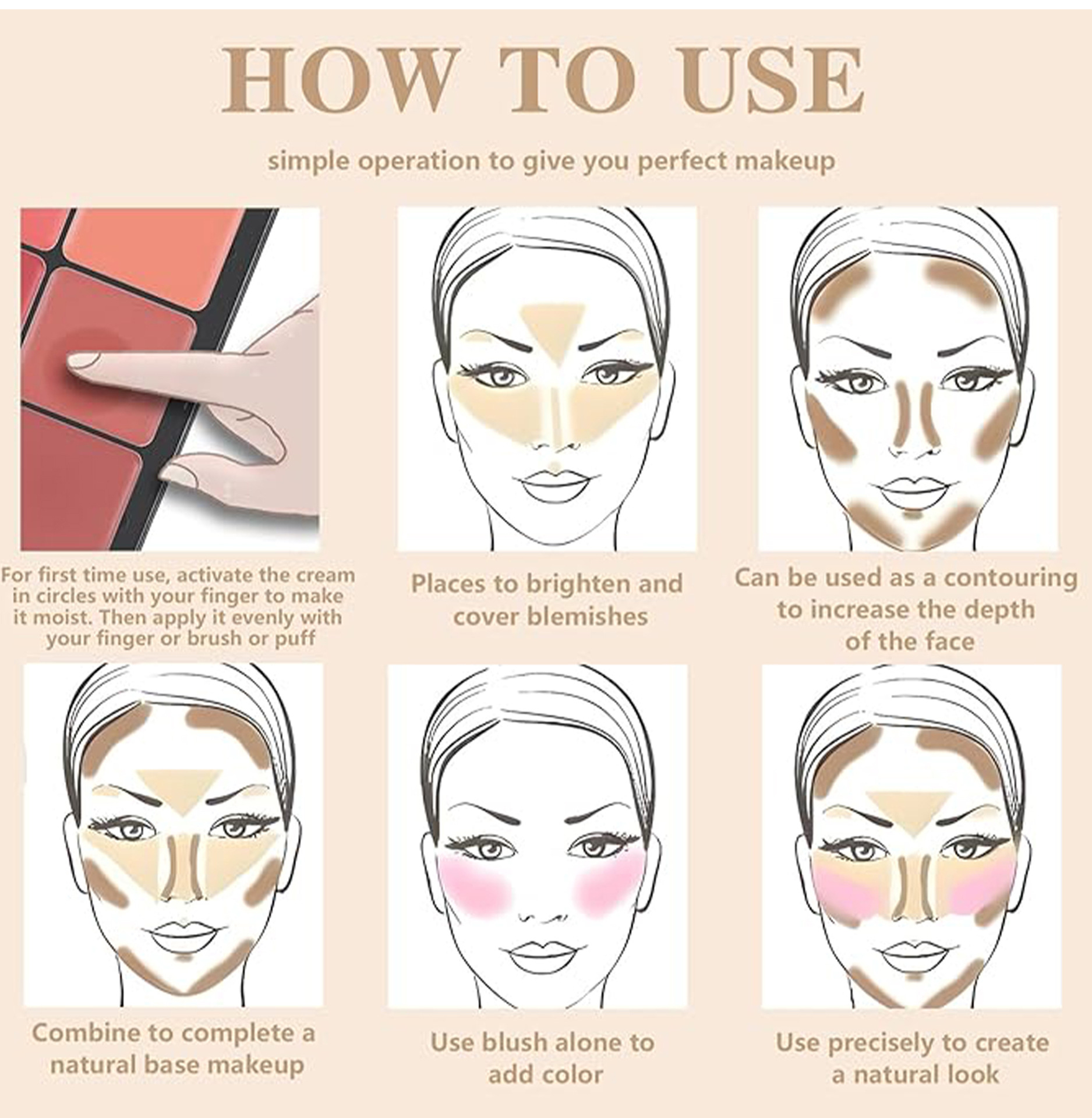 Cross-border 12-color tin box Blush palette, multi-purpose handaiyan Concealer Highlighter Contouring Palette Matte Blush Cream undefined