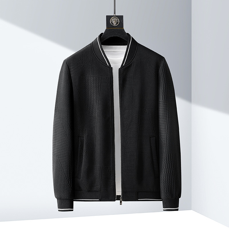 Spring and Autumn New Young Men's Jacket Casual Baseball Collar Golf Clothing High-end Knitted Fabric Cardigan Spring and Autumn New Young Men's Jacket Casual Baseball Collar Golf Clothing High-end Knitted Fabric Cardigan