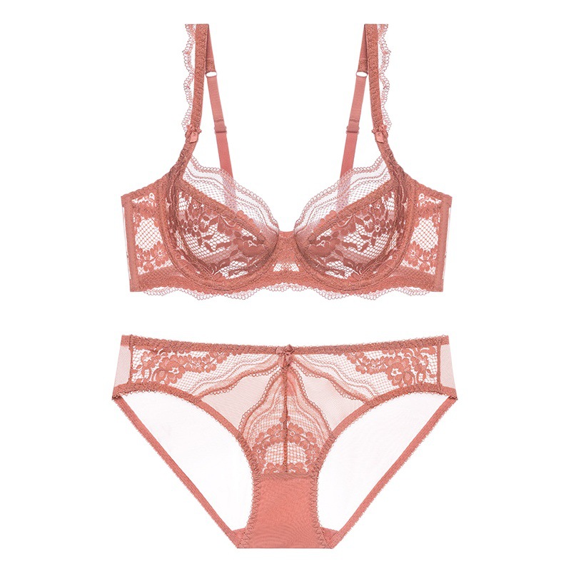 Europa y América rojo sujetador sexy encaje francés ropa interior traje fino push up pecho grande mostrar pequeña mujer puro deseo estilo