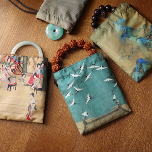 Elegant Velvet Pouch for Storing Walnuts and Buddhist Beads, a Pouch for Bracelets, a Bodhi Cloth Bag for Jewelry, Tea Cup Linen Bag