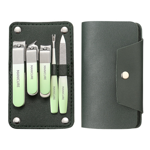 Stainless steel nail clipper set of 5 pieces, home use for ladies, nail grooming tools, gradient series nail clippers, portable set