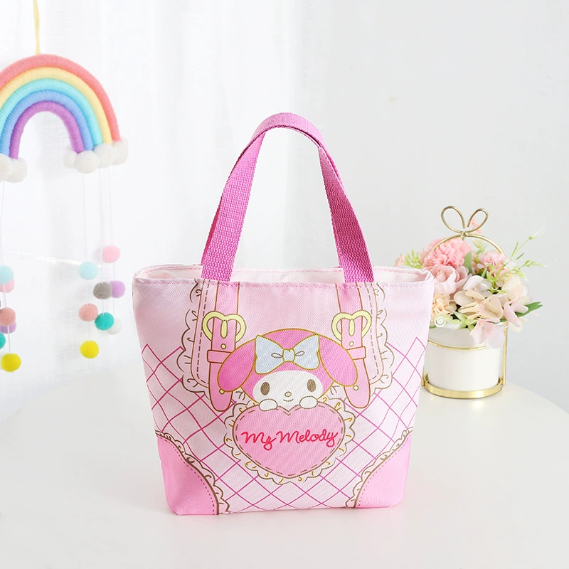 Cartoon linen bag, handheld lunch box bag, tableware for elementary school students, organizer bag, food bag