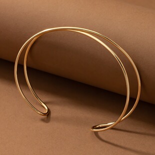 Cross-border versatile simple metal double-line cross multi-layer arm ring personalized Open women's holiday party jewelry