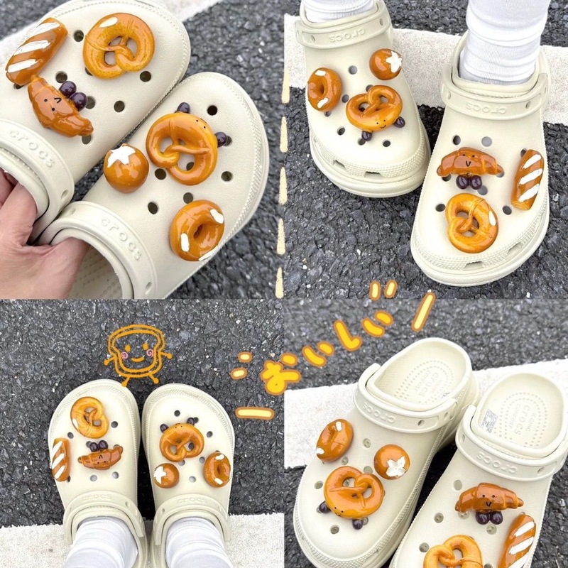 下駄アクセサリー diy 靴花模擬食品おもちゃアルカリ水パンクロワッサン東大門クロスボーダーホット販売靴バックル|undefined