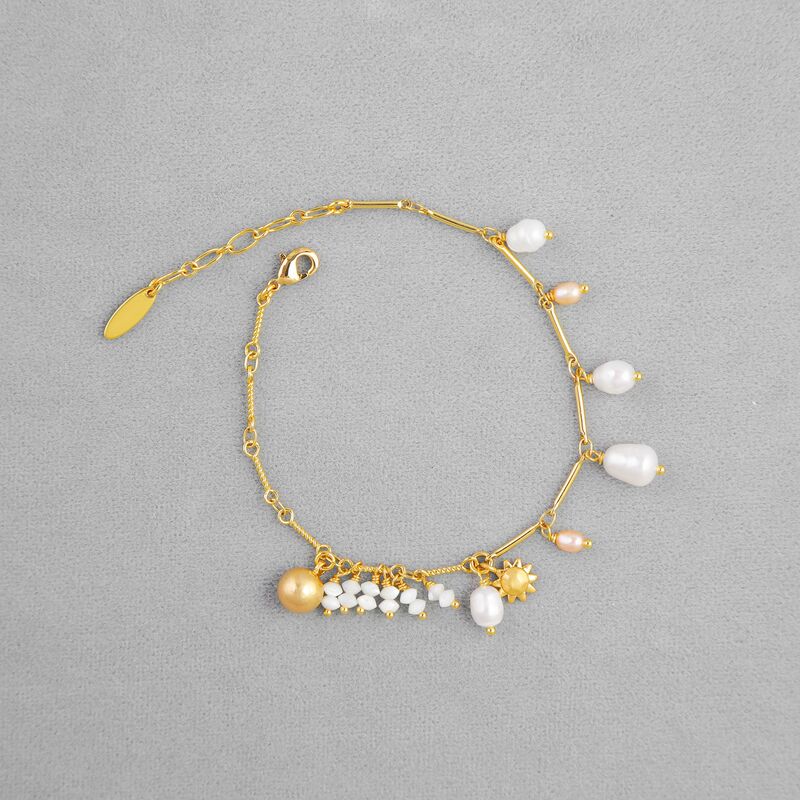 L's Western Sunset Pearl Bracelet New Chinese Style Casual Palace Style Sun Tassel Freshwater Pearl Bracelet