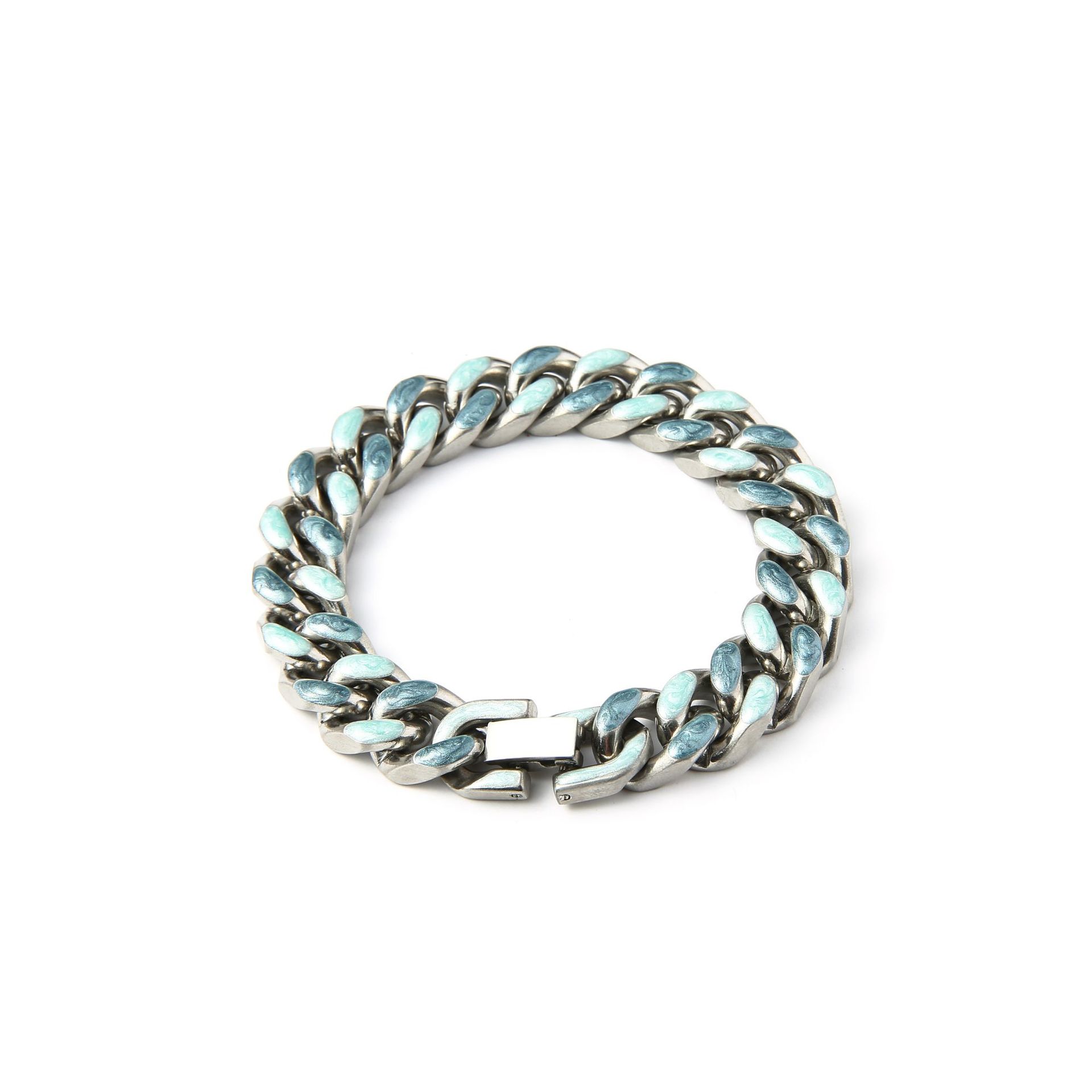 Hip hop dreamy pink starry blue double sided wear couple jewelry a pair of free Cuba titanium steel bracelet for male and female friends_voghion.com