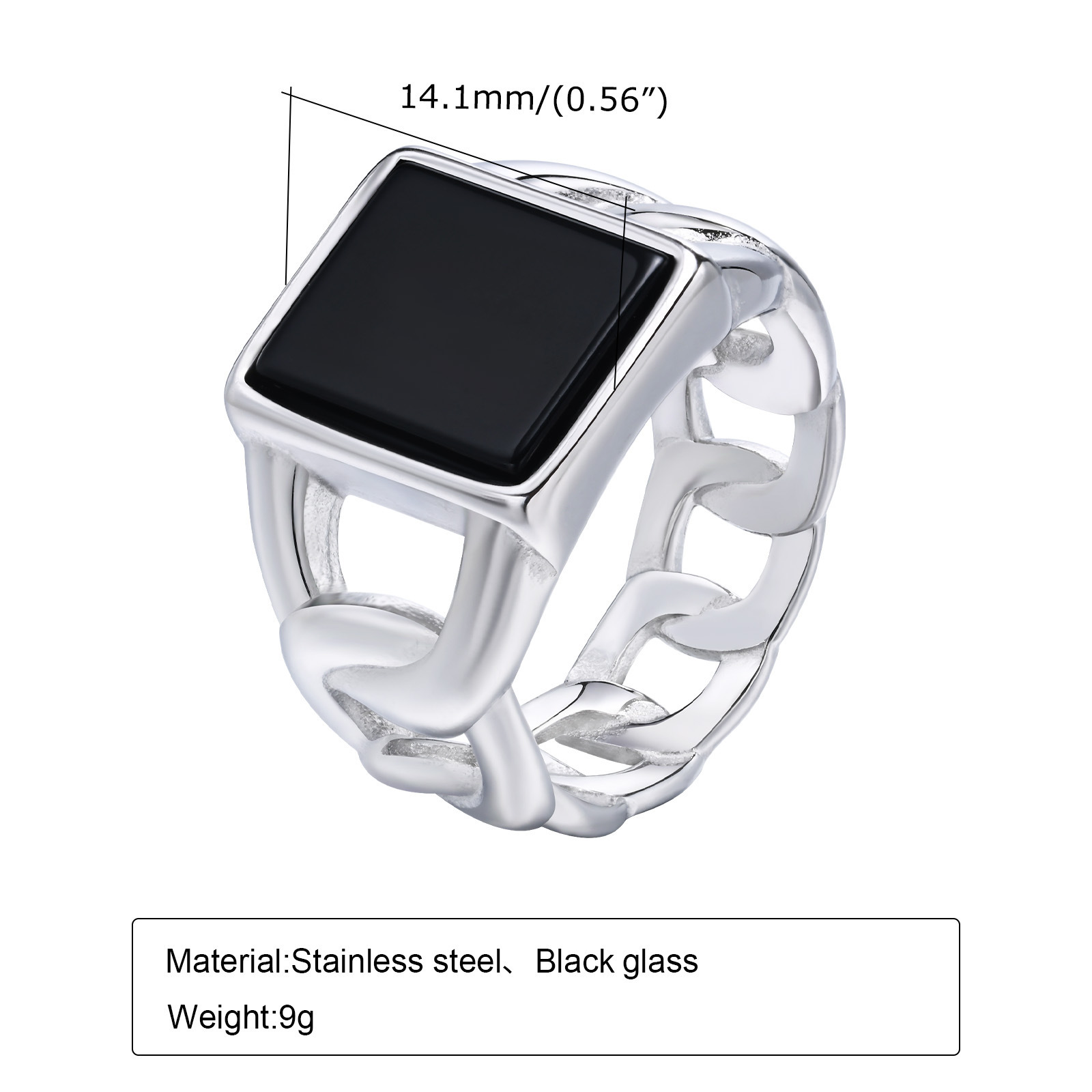 12g Weight Retro Classic Style Geometric Titanium Steel Men's Rings Punk Rings