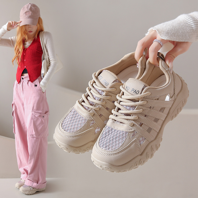 2026 New Summer Women's White Sneakers Korean Style Ins Air-Conditioning Shoes Casual Sports Versatile Sneakers Street Style Xqk09