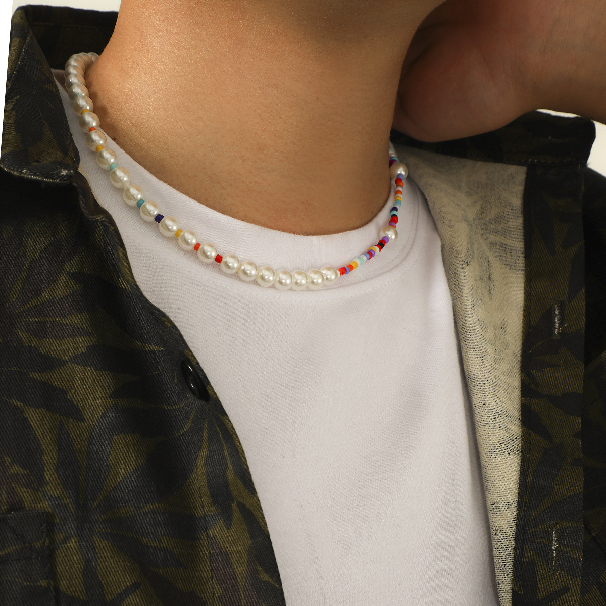 1 Piece Vacation Multicolor Artificial Pearl Seed Bead Beaded Menu0027S Necklace