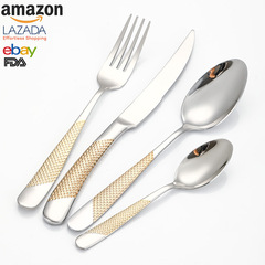 アマゾンステンレス星ドリル食器ナイフフォークスプーン4点セット越境ホテル洋食ステーキナイフフォークスプーン卸売り