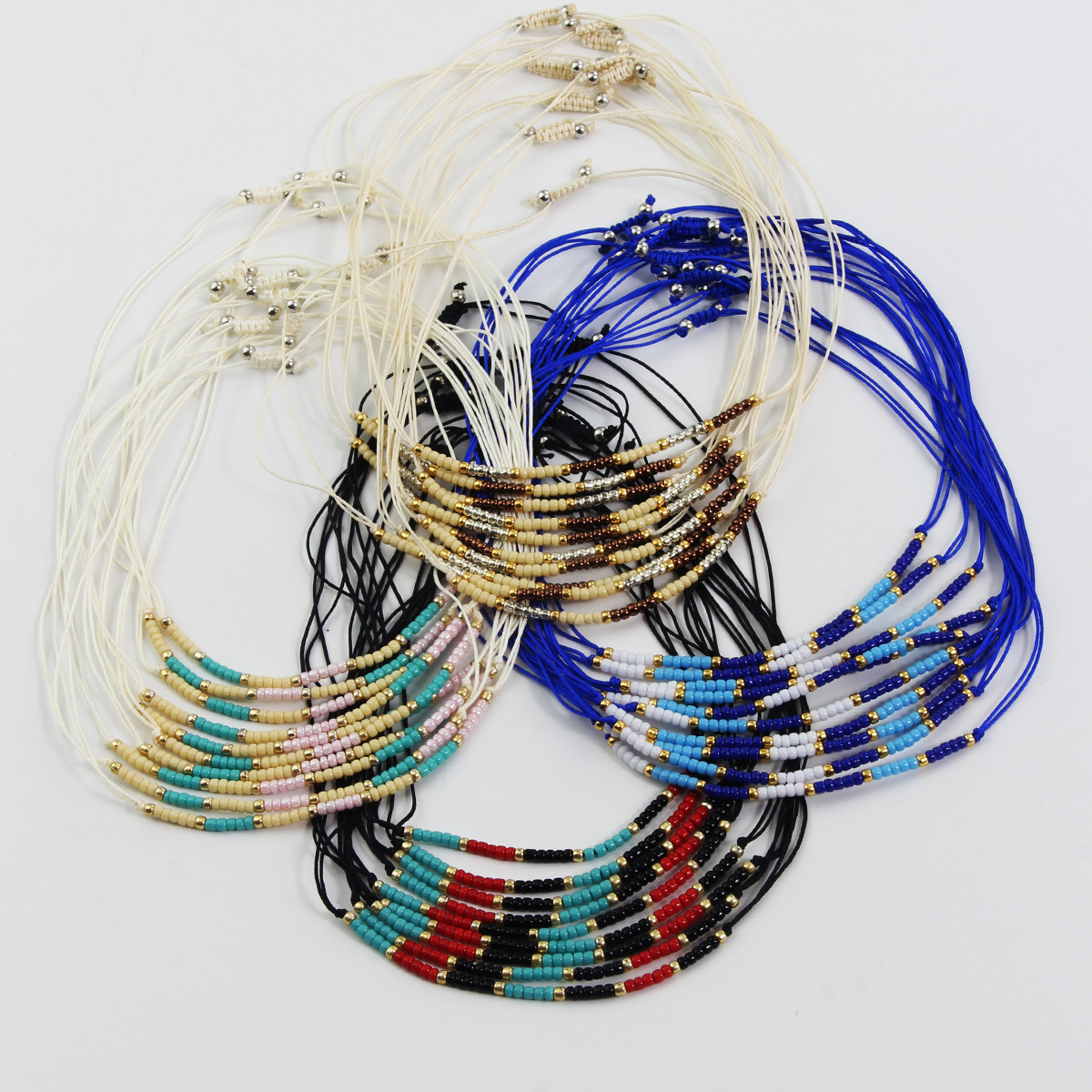Round Pattern Simple Style Round Seed Bead Rope Wholesale Drawstring Bracelets