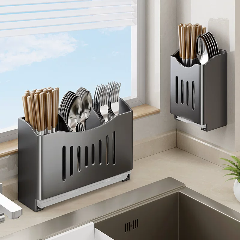 Chopsticks stainless steel, drying rack, spoon, knife, storage system