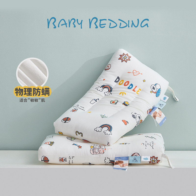New Anti-Mite Children's Pillow Core, All-Cotton Printed Cartoon Small Pillow, Washable Kindergarten Baby Pillow Wholesale