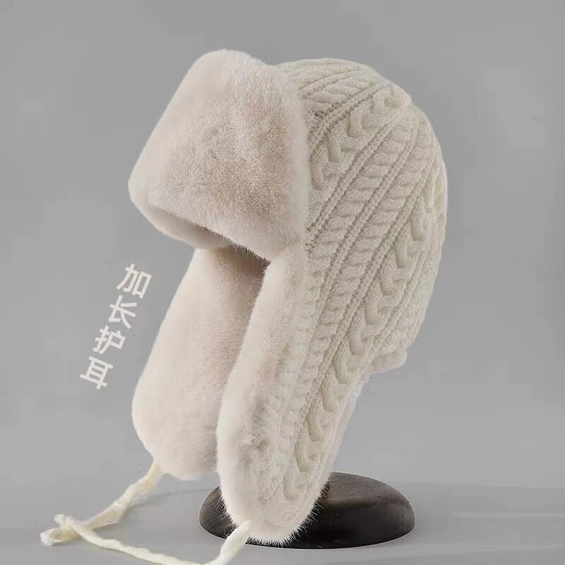 Cross-Border Dropshipping Extended Ear Protection Lei Feng Hat Knitted Hat Northeast Hat Winter Cycling Warm and Cold-Proof Versatile