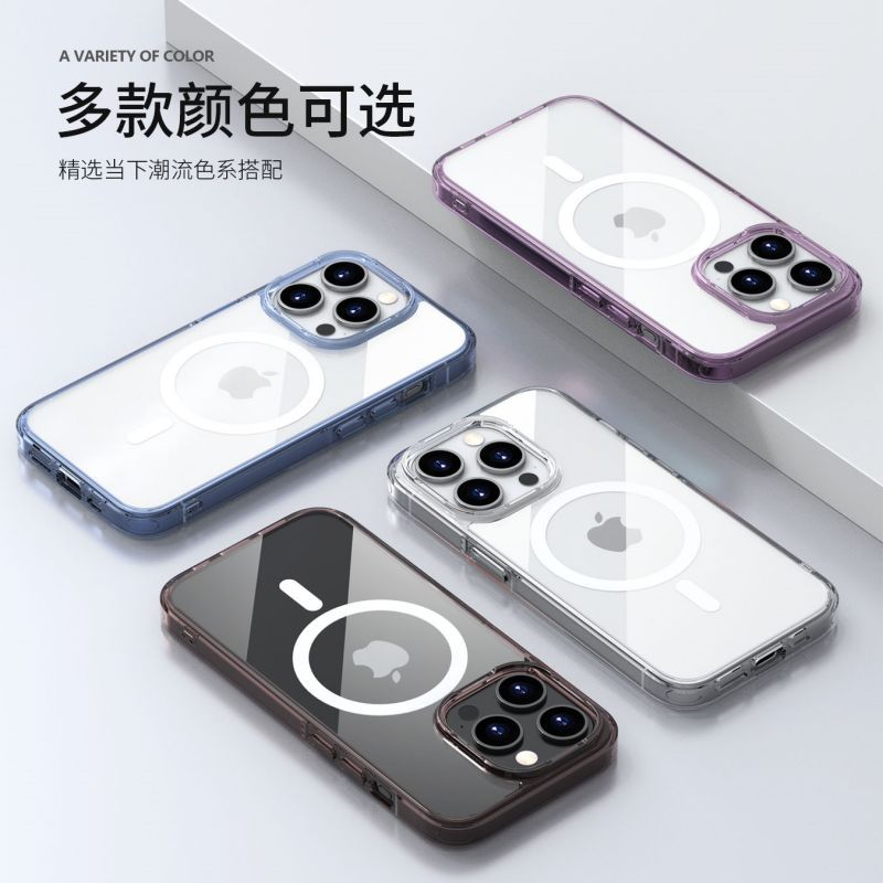 アップル15promax携帯電話ケースmagsafe透明アップル15pro保護カバー磁気吸引新型15ケースを適用