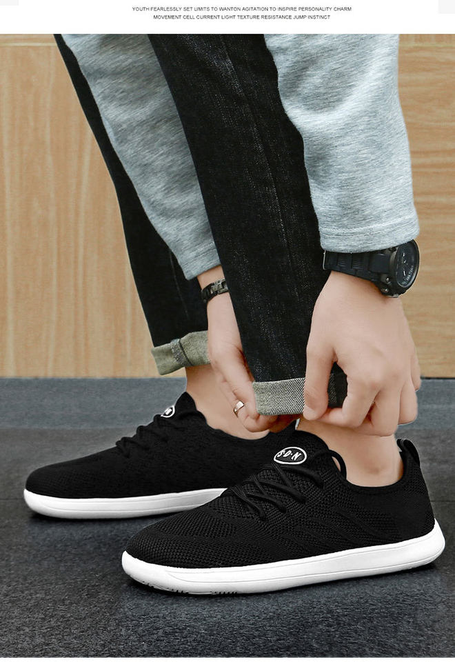 Giày thể thao nam cỡ lớn mũi rộng thoáng khí dệt kim co giãn, giày đi bộ nhẹ đế thấp — màu kaki, màu xám, đen chi tiết 17