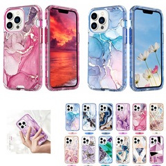 iPhone17Promax用スマホケース、電気メッキ大理石模様IMD、Apple16三合一15保護ケースx