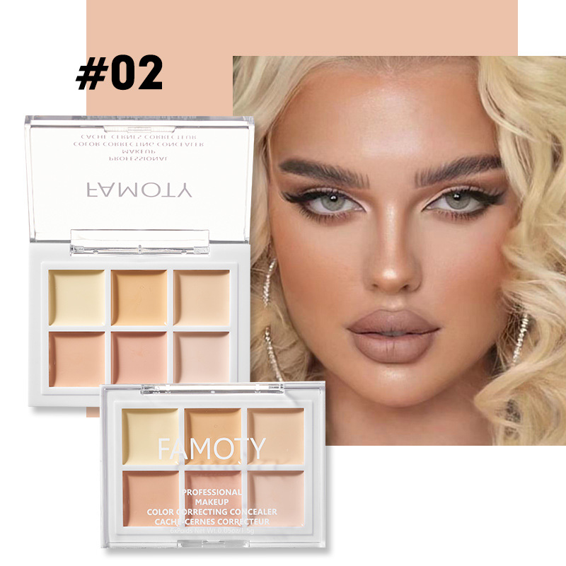 FAMOTY6 Color Concealer hellt die Hautfarbe auf und fixiert dreidimensionalen Concealer, feuchtigkeitsspendender und feuchtigkeitsspendender Service zum Abdecken von Akne-Print-Farb-Cro_voghion.com