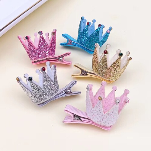 80214 glitter three-dimensional crown hairpin, sweet children's hairpin manufacturer, wholesale girls' hairpin