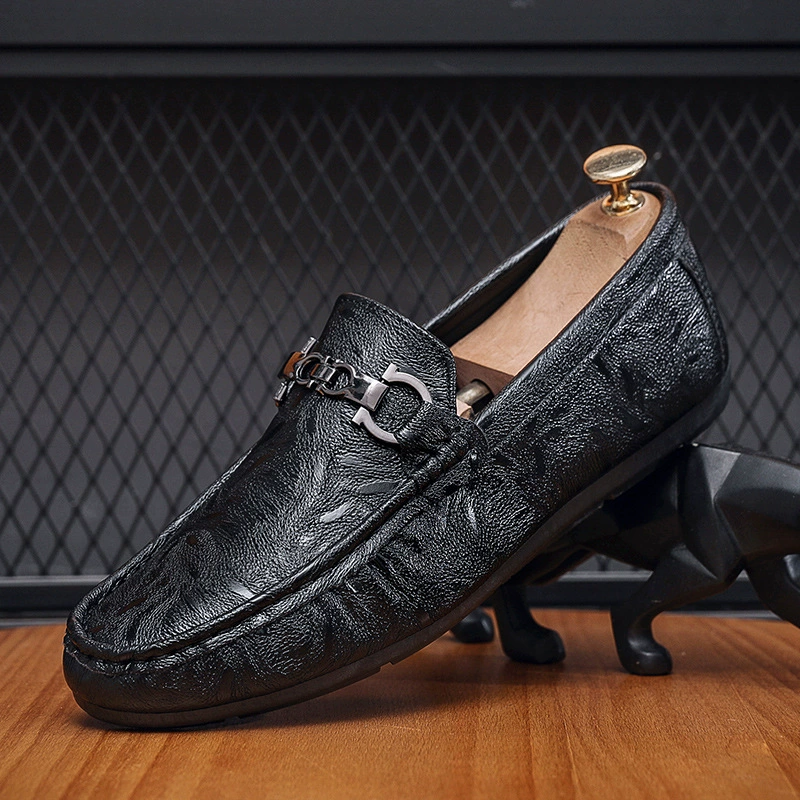 Doug Shoes, мужская обувь без шнуровки для вождения, повседневная кожаная обувь в британском стиле с мягкой подошвой, мужские лоферы, Мужская трансграничная обувь