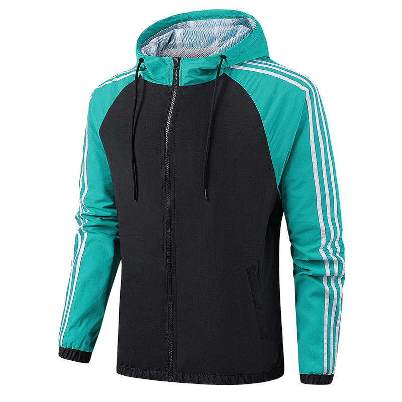 Spring and Autumn Jacket for Young Men, Sports Top, Casual Three-Stripe Hooded Cardigan Jacket, Men's Casual Versatile Wear