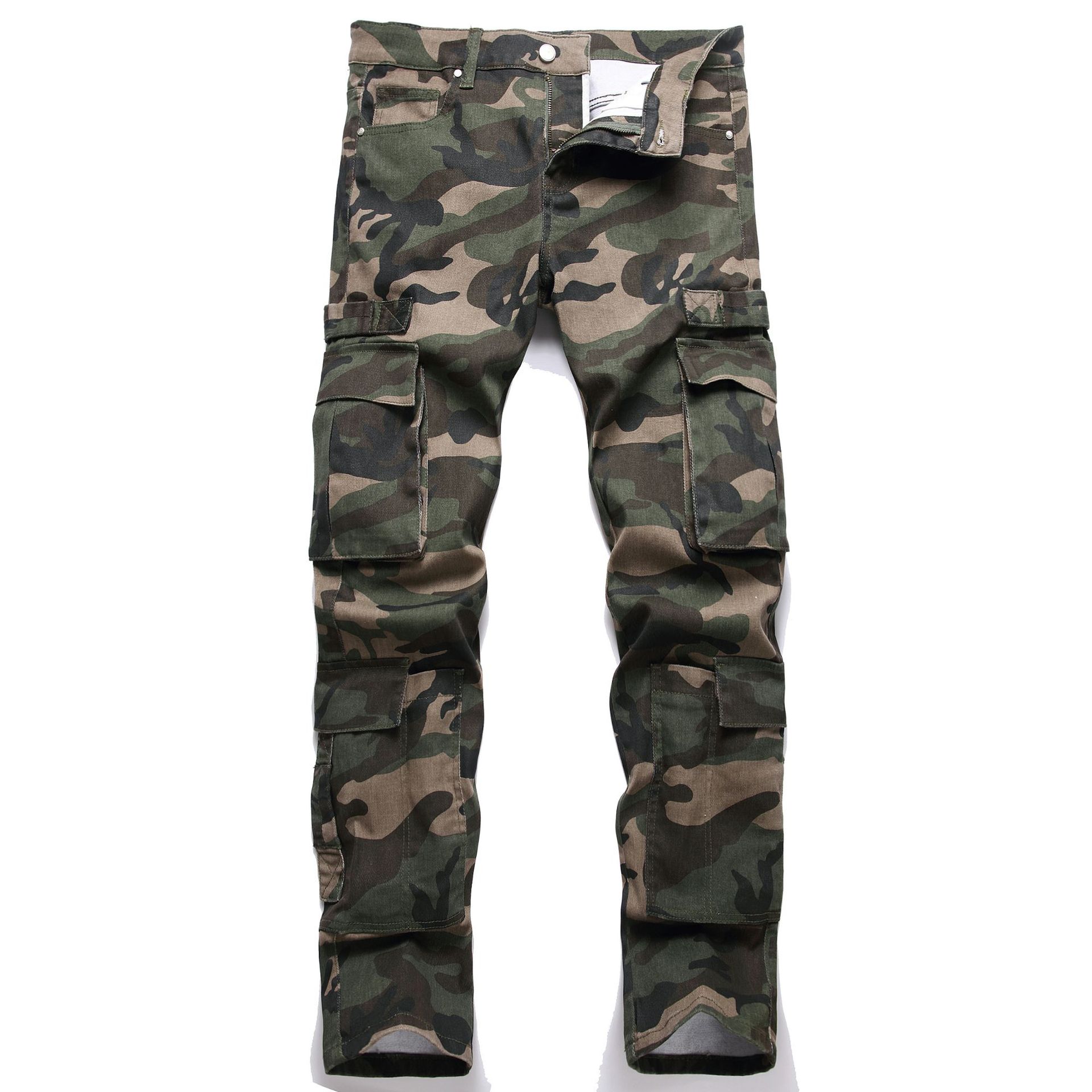 Men's Casual Camouflage Slim-Fit Straight-Leg Cargo Pants With Multiple Pockets (Unisex Slim Straight Style)_mkmklike.com