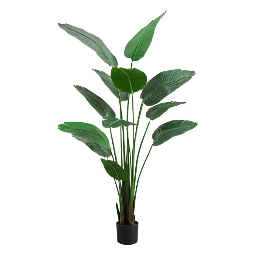 Gran piso simulación planta verde plátano paraíso pájaro planta maceta decoración interior del hogar falso árbol planta