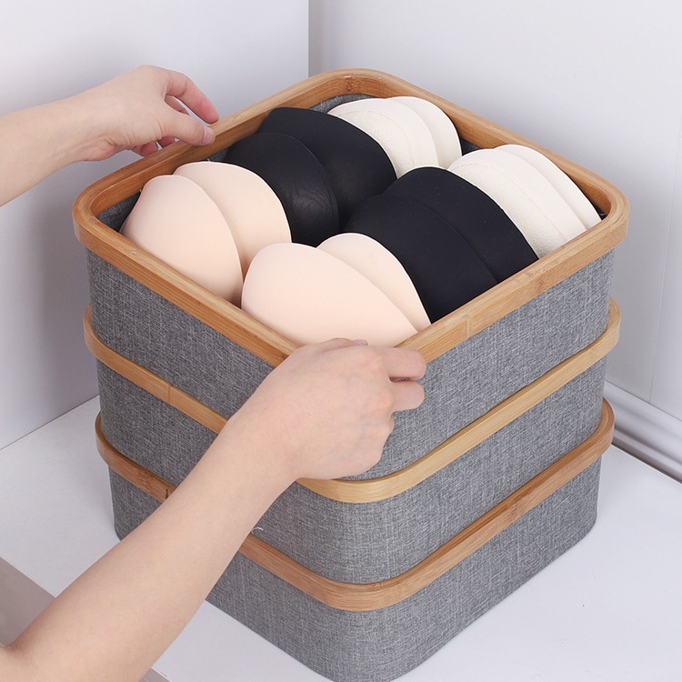 Caja Organizadora de Ropa Interior con Divisores de Tela y Bambú Con Divisores para Armario image 5