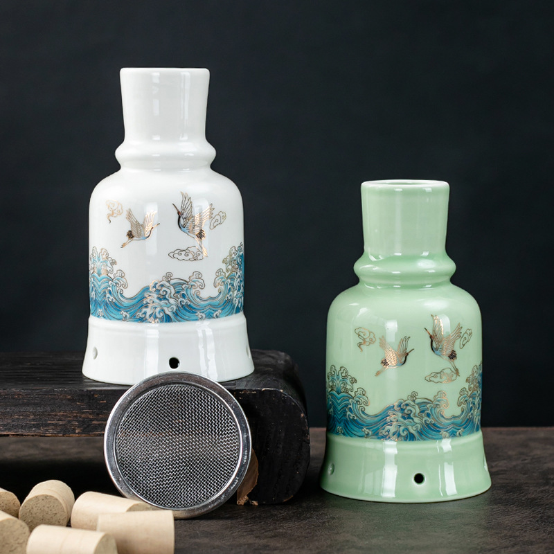 Ceramic Moxibustion Jar Double-Layer Celadon Warm Therapy Device with Gua Sha Massage and Herbal Steaming Function overview