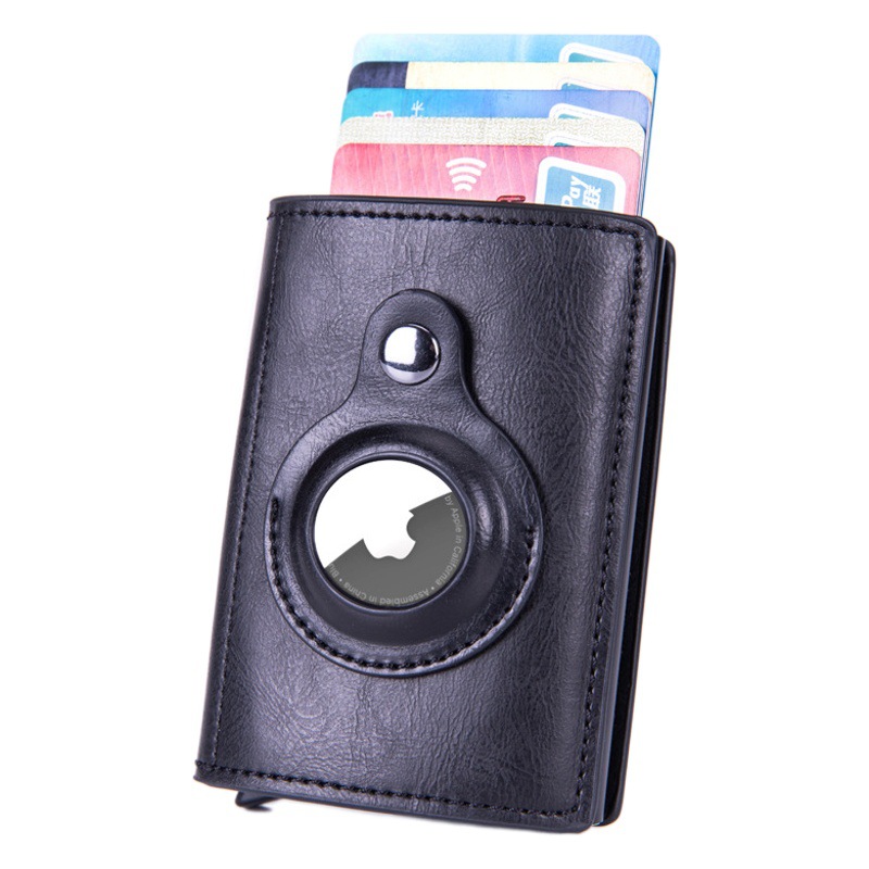 Airtag posicionamiento rastreador titular de la tarjeta de cuero genuino simple negocio creativo multifunción cartera titular de la tarjeta X-81